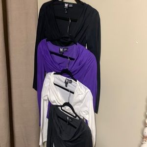 WORTH Lot of Four Wrap Front Spandex Cotton Blouses